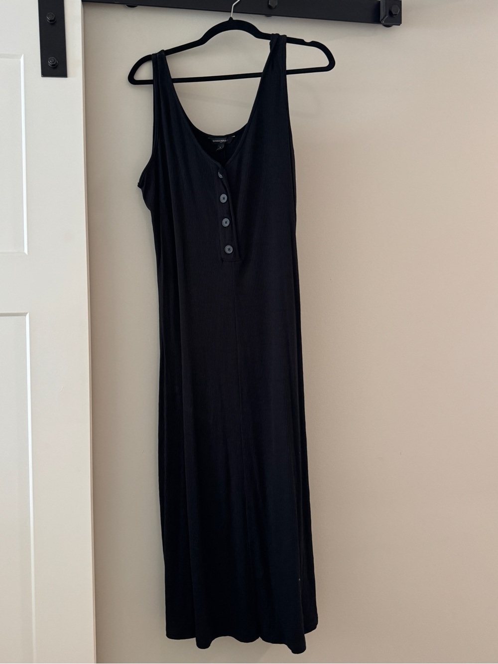 Banana Republic Black Sleeveless Button-Front Maxi Dress